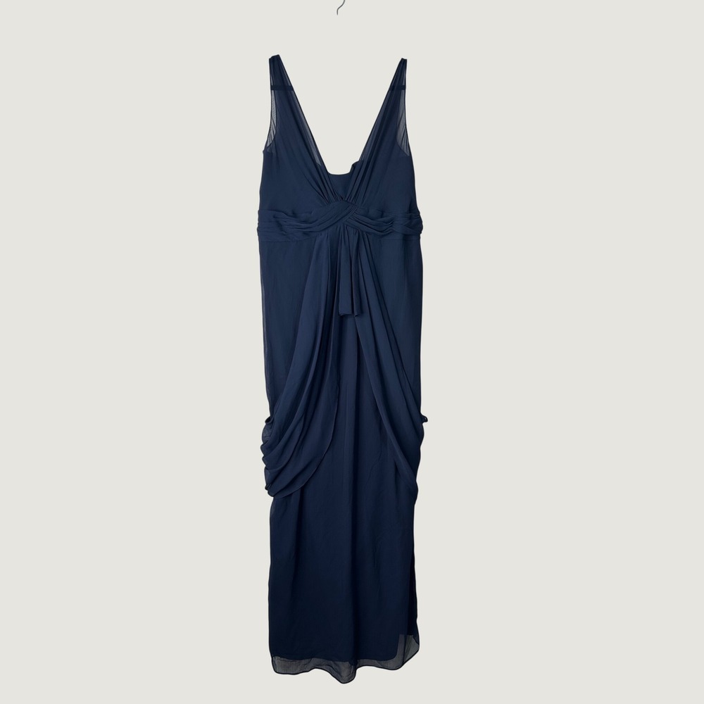 White by Vera Wang Gown Womens 16 Midnight Blue Draped Chiffon Grecian Ethereal
